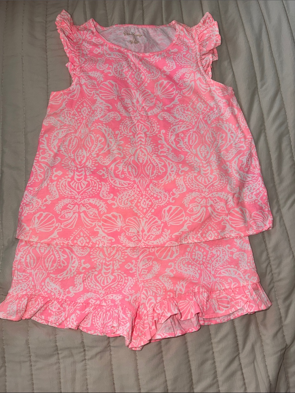 Lilly Pulitzer Pink Printed Ruffle Tank Top